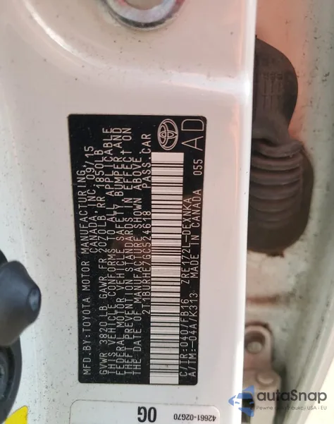 2016 Toyota Corolla L из США, поврежденный, VIN 2T1BURHE7GC524618